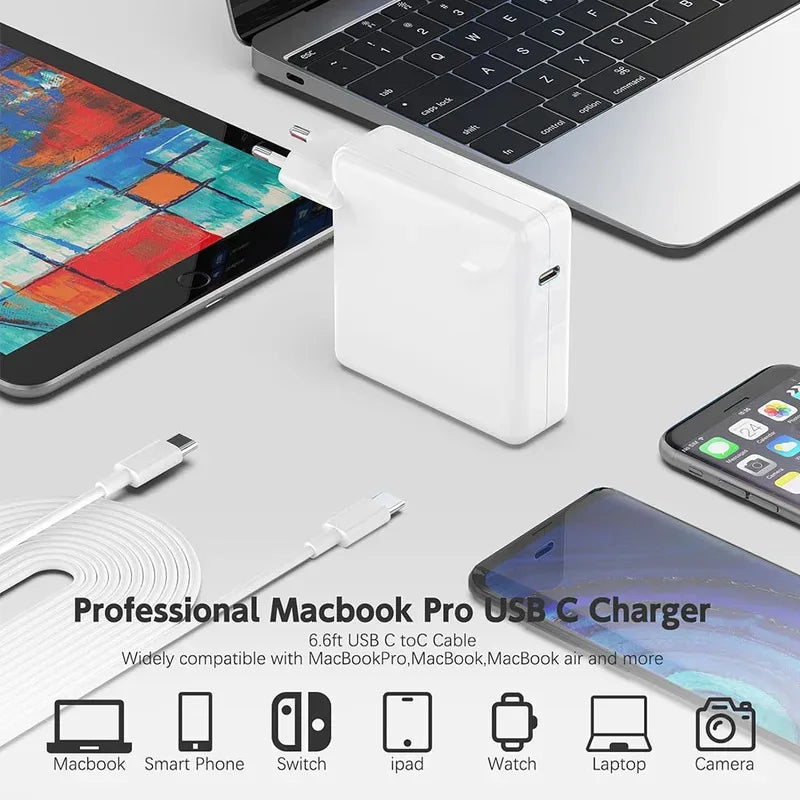 USB-C61W Charger 87W 96W 118W Type-C PD for MacBook 13 15-inch A1706 A1707 A1708 A1534 A1719 A214 iPad pro High Power Adapter