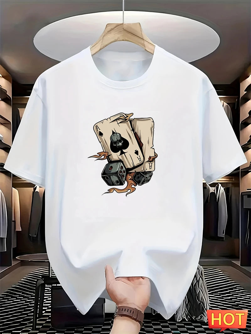 Simple Poker Dice Graphic T Shirts For Men Fashion Trendy Short Sleeve 3D Printed T-shirts Cool Oversized Streetwear Tees Tops