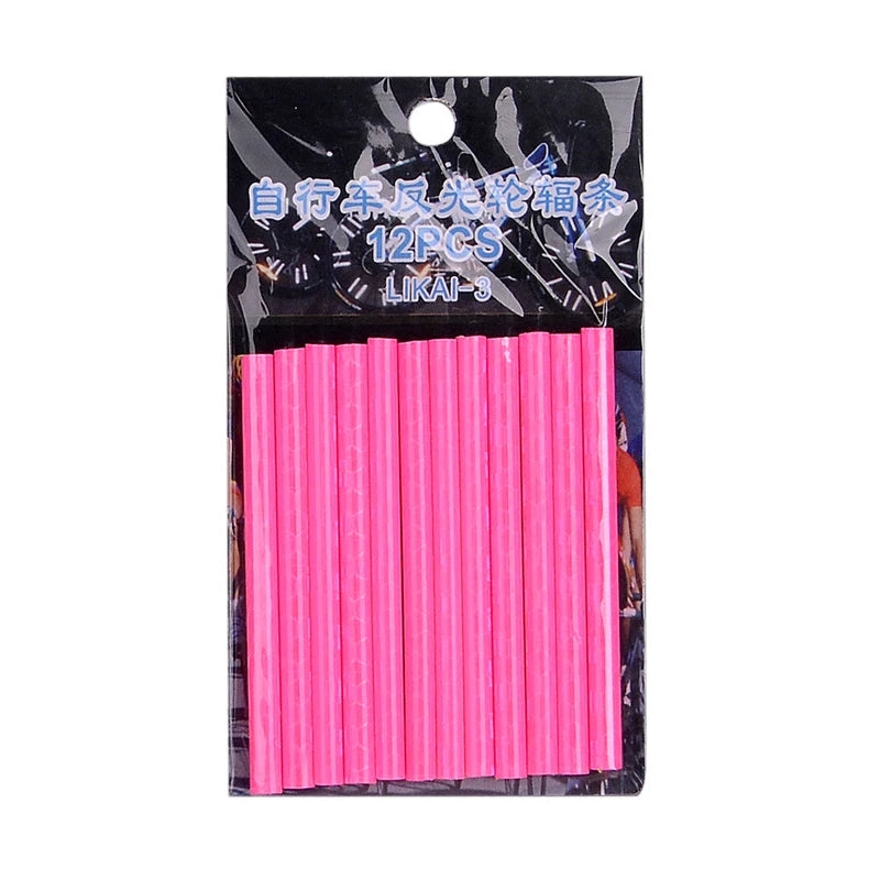12PCS/Bag Bicycle Wheel Spokes Reflective Sticker Tube Strip Warning Light DIY 7.5cm MTB Cycling Reflector Reflective Safety Kit