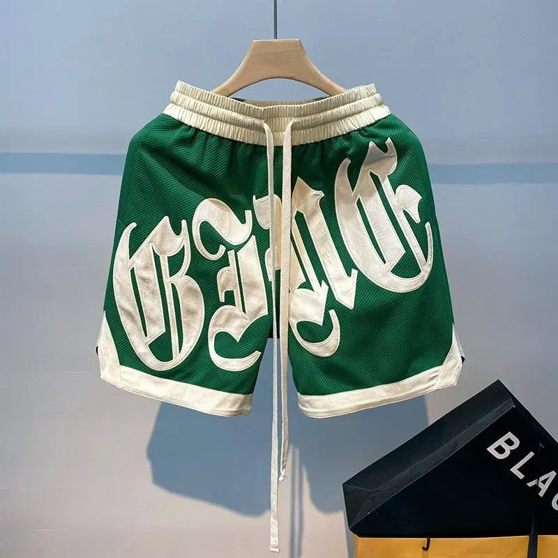 The new 2023 popular logo American joker ins summer leisure fashion men's trousers new handsome letter easy 5 minutes of pants