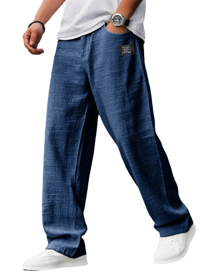 2026 Vintage Men's Loose Straight Pants Casual Breathable Badge Streetwear Trousers Fashion Daily Sports Jogger Pants For Men