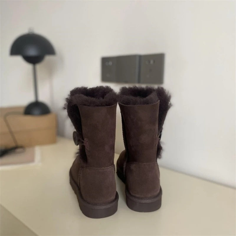 2026 New Design Winter Boots Women Super Mini Real Sheepskin Wool Comfort Warm Natural Fur Shoe Man Classic Snow Boot Size 35-44