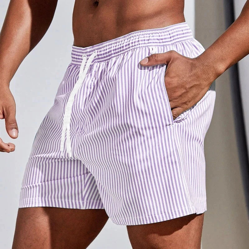 Simple Vertical Stripes Pattern Short Pants For Men Summer Casual Daily Wear 3D Printed Beach Shorts Loose Vacation Swim Trunks