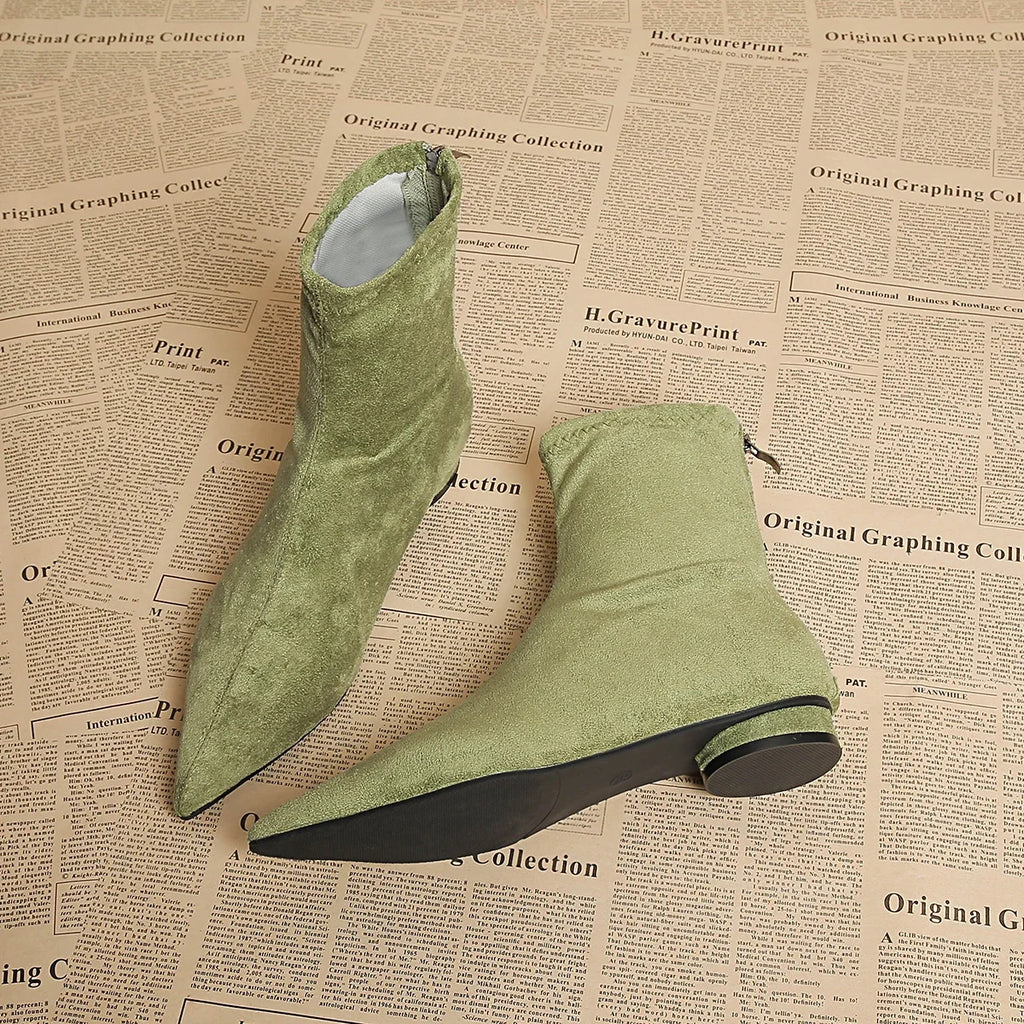 2025 Autumn Suede Warm Casual Women's Ankle Boots Comfortable and Elegant Pointed Toe Party Low Heel New Women's High Heels