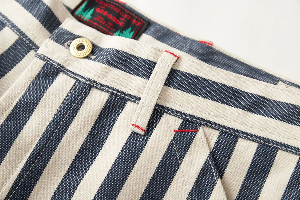 14oz Dense Thicken Heavyweight Striped Pants for Men Good Quality Winter Fall America Style Loose Casual Vintage Worker Trouser