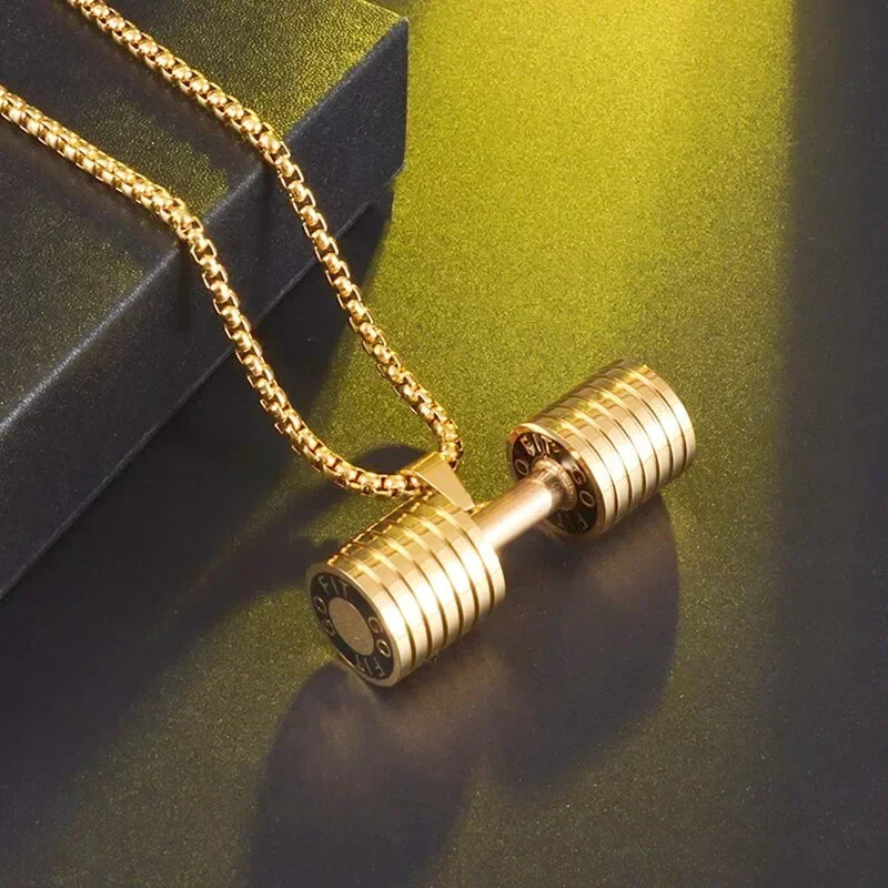 Stainless Steel Barbell Dumbbell Pendant Men\\'s Fitness Bodybuilding Necklace Women\\'s Gym Casual Sports Jewelry