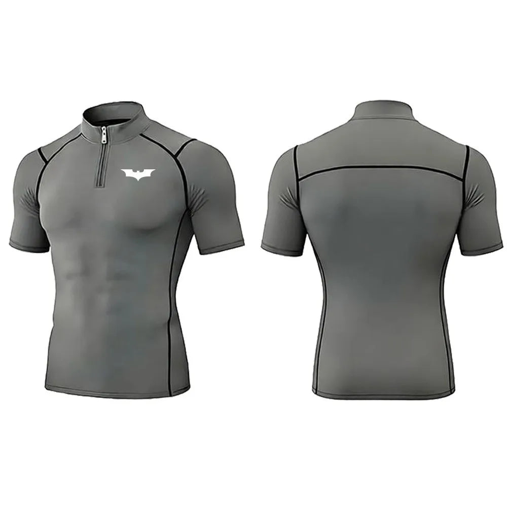 2025 Men's Bat Print Compression Shirt Quick Dry T-Shirt Gym Running Jersey Breathable Short Sleeve S-3XL