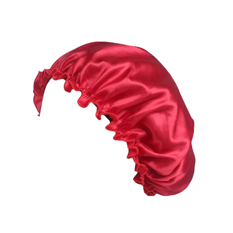Women Solid Satin Sleeping Night Caps Elastic Band Hair Care Bonnets Used To Hair Care