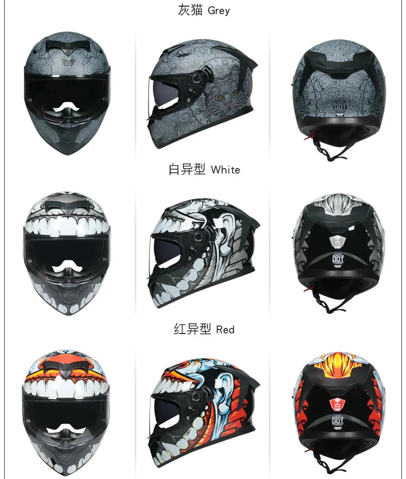 Motorcycle full Face Helmets for Men and Women Moto Racing helmet Adult safety helmet DOT certification