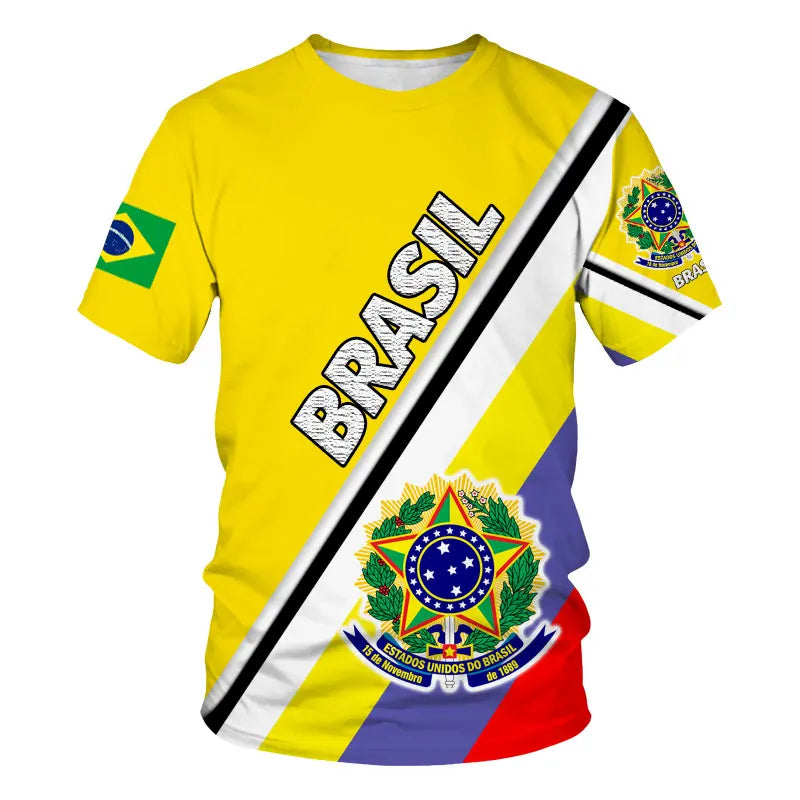 Brasil Totem Graphic T Shirt for Men 3D Printed Football Sports T-shirt Fashion Boys Streetwear Summer Quick Drying Short Sleeve