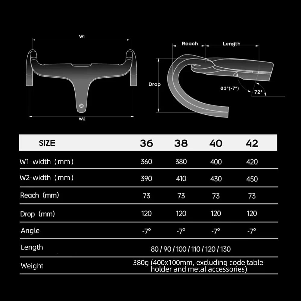 THE ONE ULTRA aero carbon Integrated hamdlebar Hidden Trace Road Bicycle Handlebar 380/400/420 28.6mm Racing  Bike