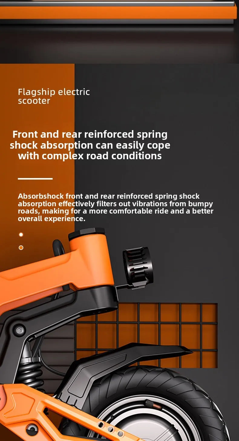 Dual-drive 2400W Shock-absorbing Off-road Scooter, Foldable High-speed High-power Electric Scooter