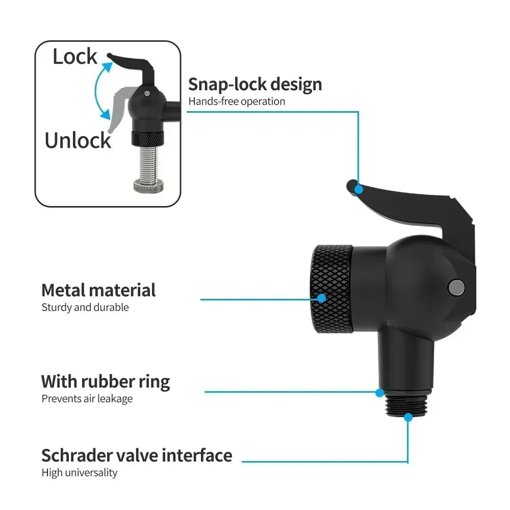 4-in-1 Bicycle Air Nozzle Adapter Inflator Valve fits Presta Schrader Clik Dunlop Connector Snap-lock Quick Connect Pump Nozzle