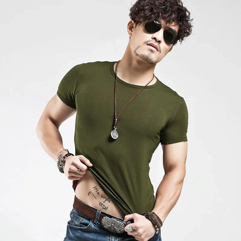 2026 Brand New Men T Shirt Tops V neck Short Sleeve Tees Men's Fashion Fitness Hot T-shirt For Male Man T-shirt Size 5XL