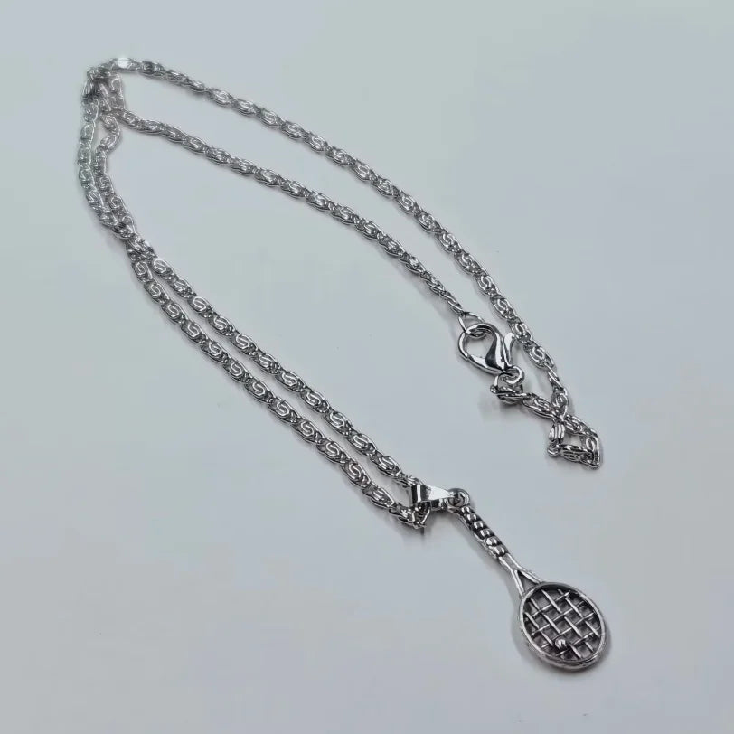 1pcs Hockey Basketball Volleyball Racquet Hat Necklace 45cm Stainless Steel Chain Women Sports Jewelry Wholesale Sales