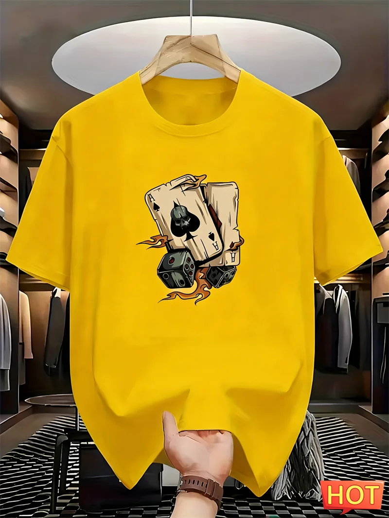 Simple Poker Dice Graphic T Shirts For Men Fashion Trendy Short Sleeve 3D Printed T-shirts Cool Oversized Streetwear Tees Tops