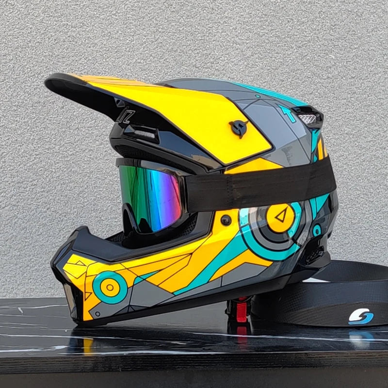 ORZ professional off-road motorcycle helmet, youth off-road full helmet, DOT approved gift of goggles, capacitors de moto