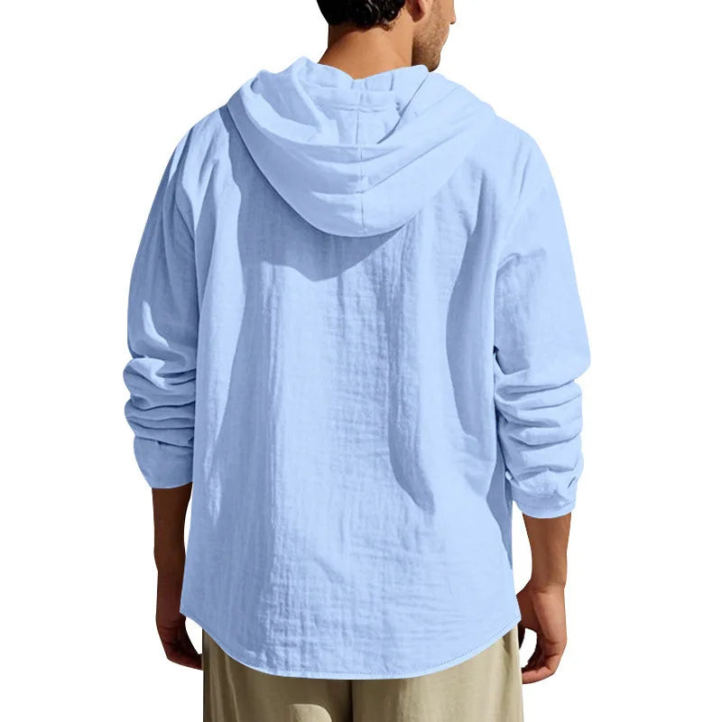 Men's Linen Long-Sleeved Shirt And Pants Set Breathable Outdoor Leisure Hiking Beach Sports Clothing for Spring Summer Autumn