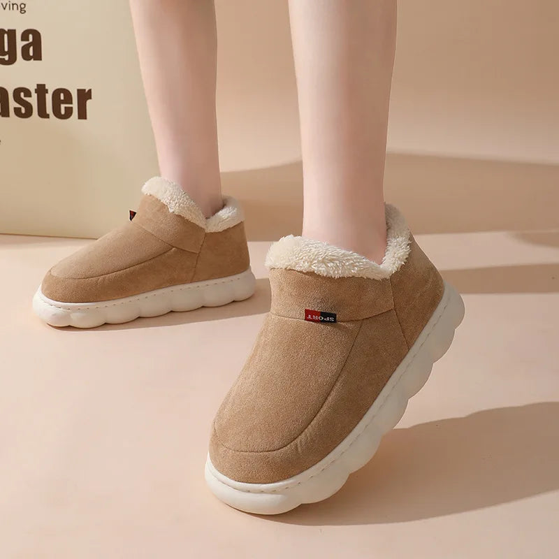 Shevalues Fashion Fur Slippers For Women Men Winter Warm ankles Cozy Furry Slides Home Indoor Soft Sole Plush Slides Cotton Shoe