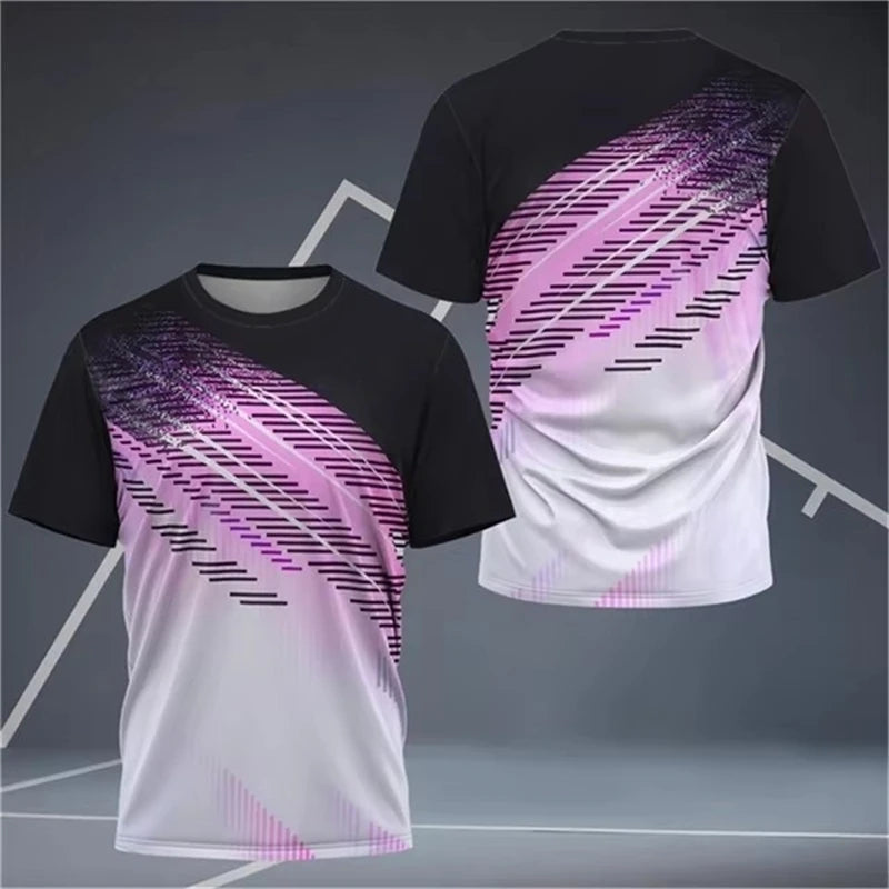Simple Geometric Patterns Badminton T Shirts For Men Summer Fashion Short Sleeve 3D Printed T-shirt Casual Oversized Sports Tees