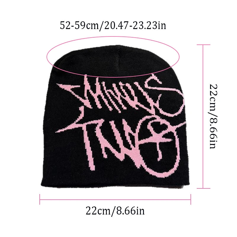 Letter Jacquard Knitted Hat Simple Trendy Men Women Y2k Winter Pop Harajuku Vintage Warm Hip Hop Unisex Fashion