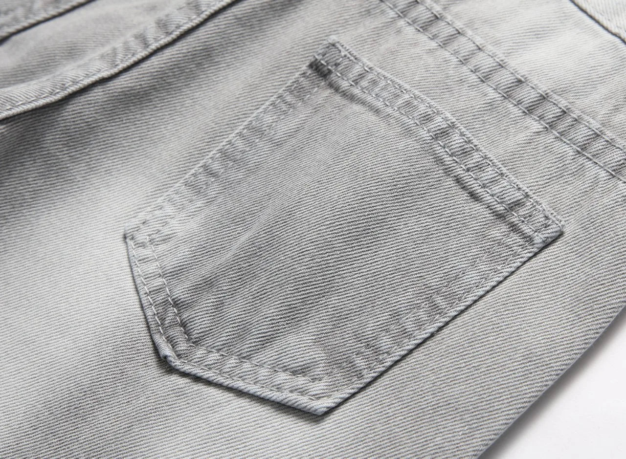 Jeans Boys Straight Ripped Children Washed Distressed Pockets Stretch Casual Denim Trousers Big Kids Streetwear 2025 Hole Pants