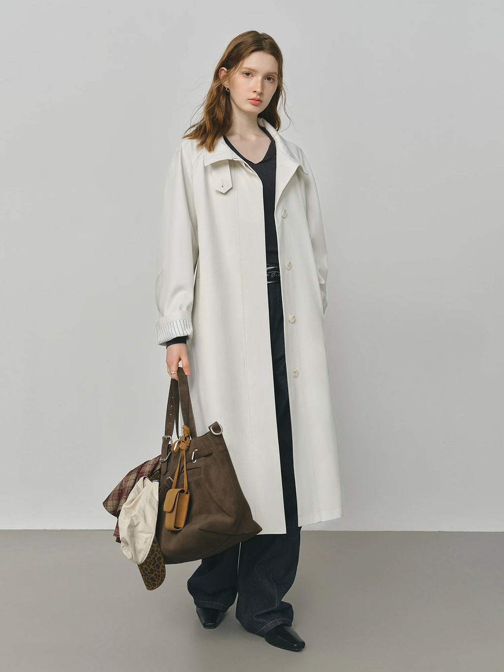 FSLE British Style Design Stand Collar Windbreaker Trench Jacket for Women 2025 Autumn New Arrival Casual Chic Coats for Women