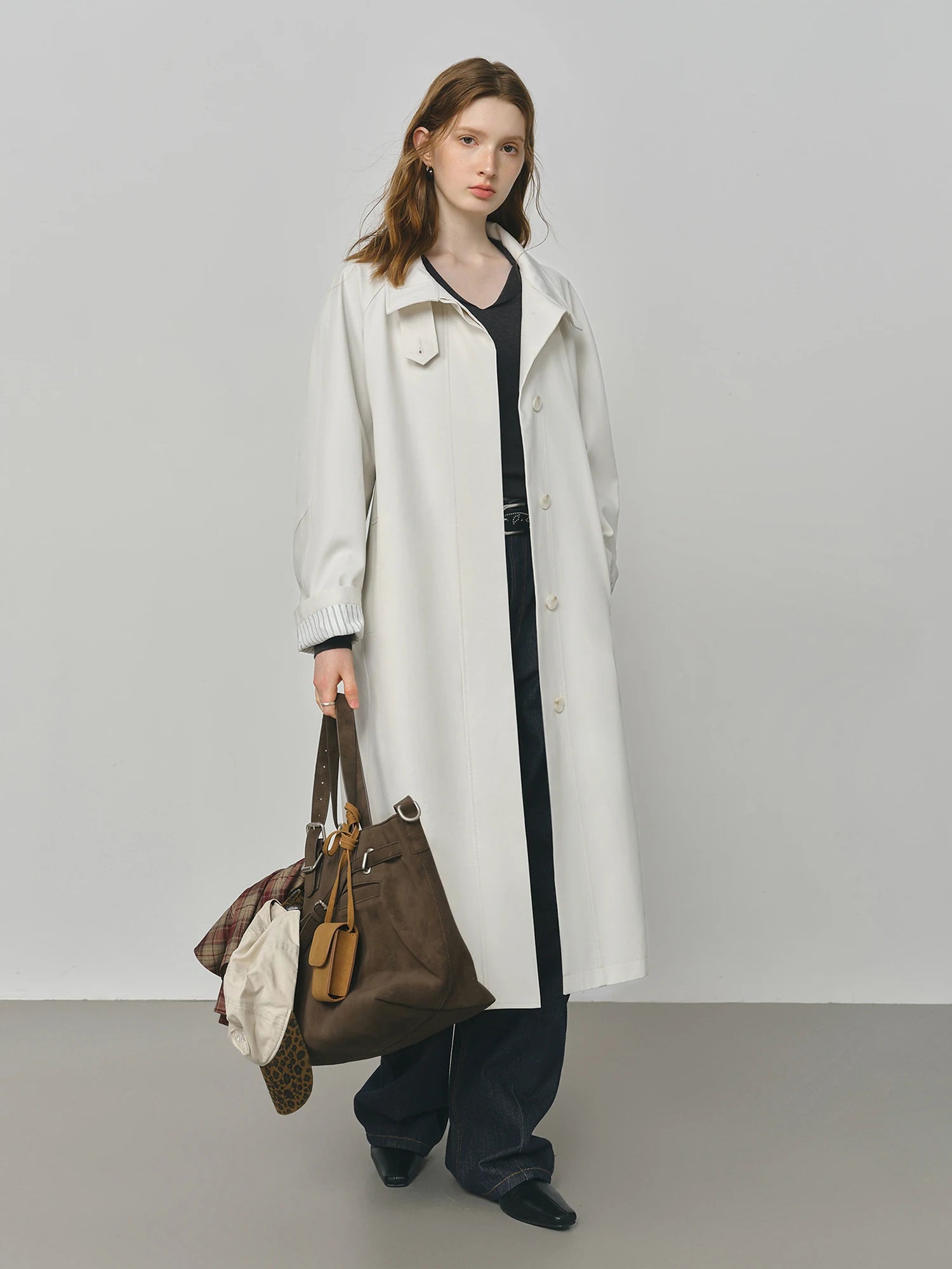 FSLE British Style Design Stand Collar Windbreaker Trench Jacket for Women 2025 Autumn New Arrival Casual Chic Coats for Women
