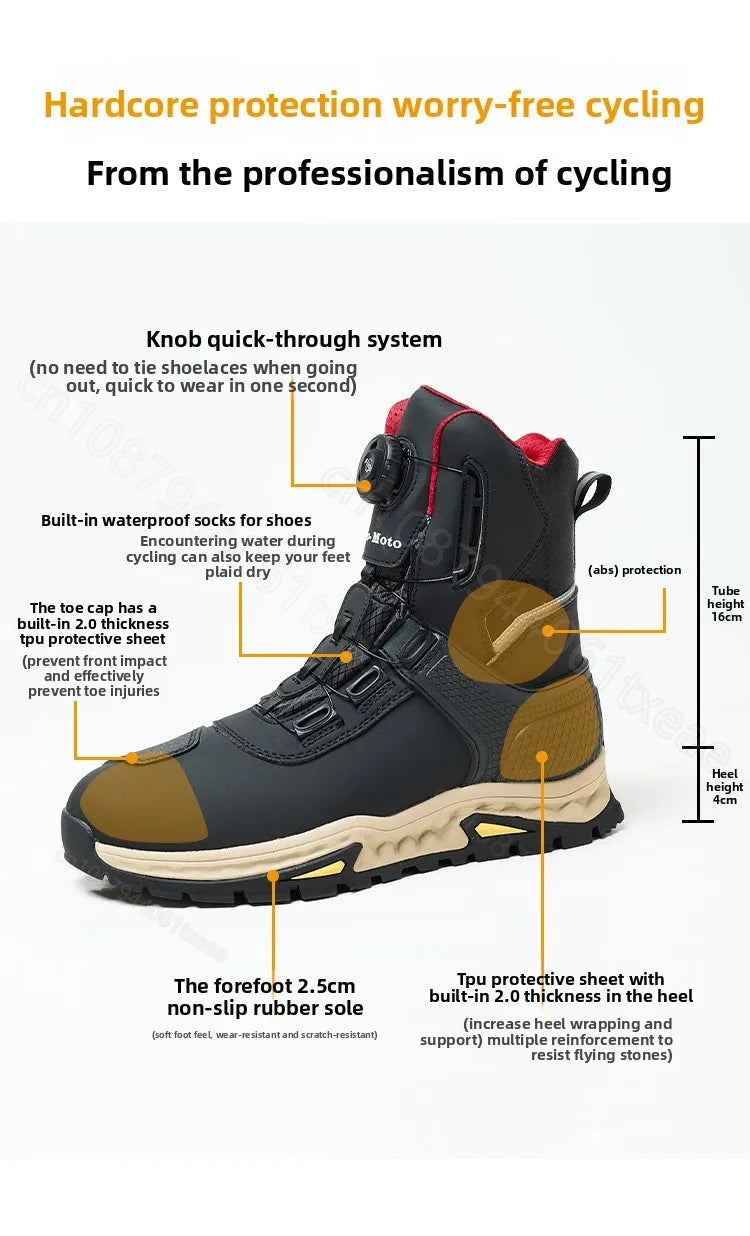 Anti-fall Rider Road Racing Casual Boot Gear Shift Rubber Sole Bike Racing Men's Shoes Motorcycle Boot Waterproof Breathable