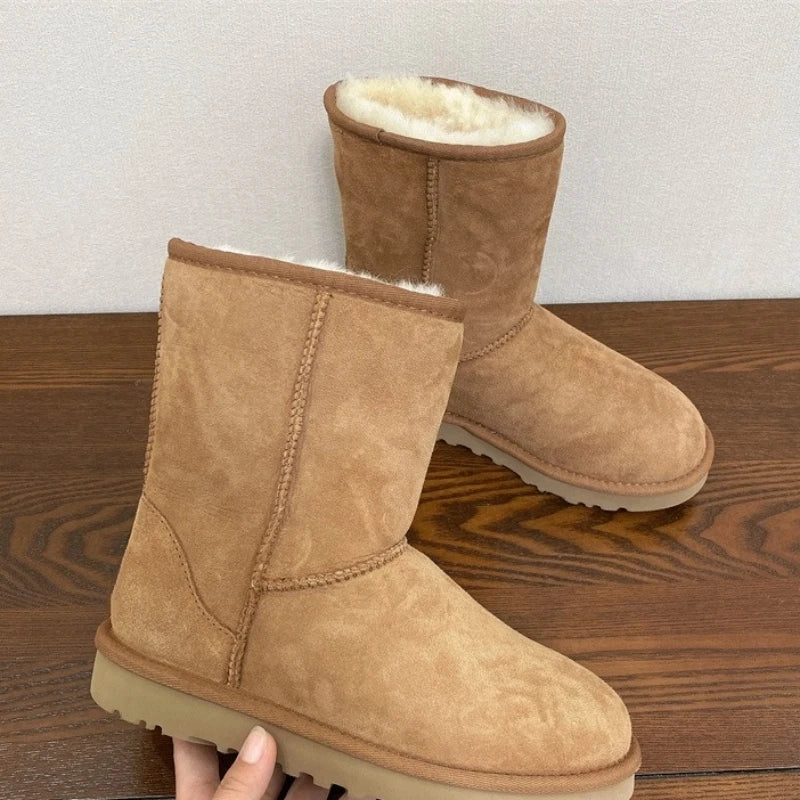 2026 New Design Winter Boots Women Super Mini Real Sheepskin Wool Comfort Warm Natural Fur Shoe Man Classic Snow Boot Size 35-44