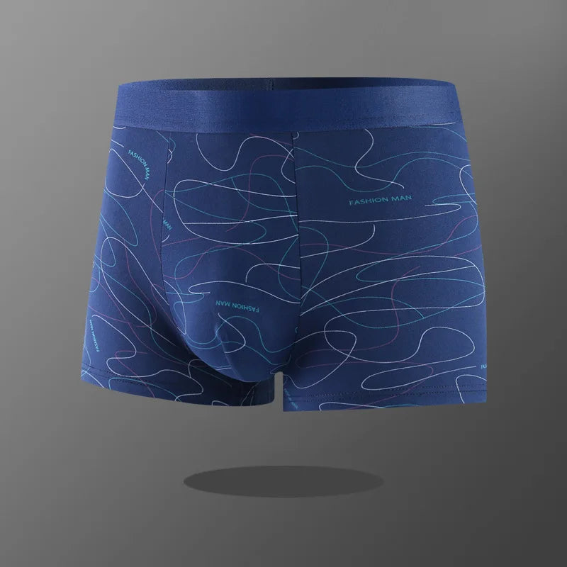 Underwear Man 2025 briefs mid-waist geometric print underpants solid cotton comfortable men's boxer briefs cheap clothing