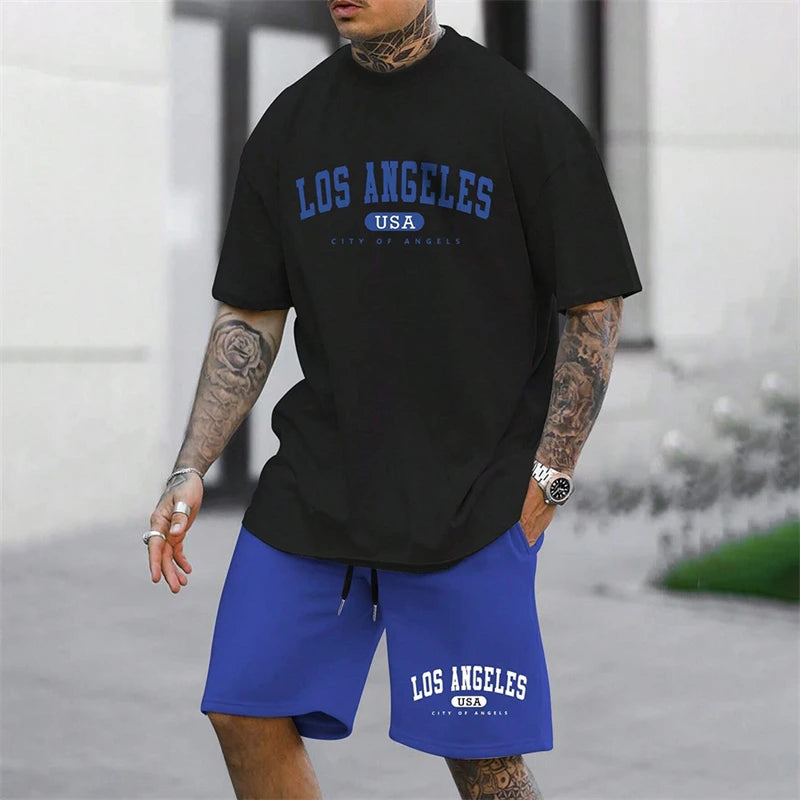 20024 Outdoor Sports Style Men's Suit Basketball Suit Summer Seaside Holiday Leisure Wear Men's Home Loose Comfortable Pyjamas