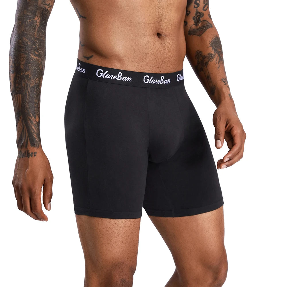 5 Pack Black Men's Mid-Length Boxer Briefs New Underwear Soft Breathable Stretch Comfort for Daily Wear