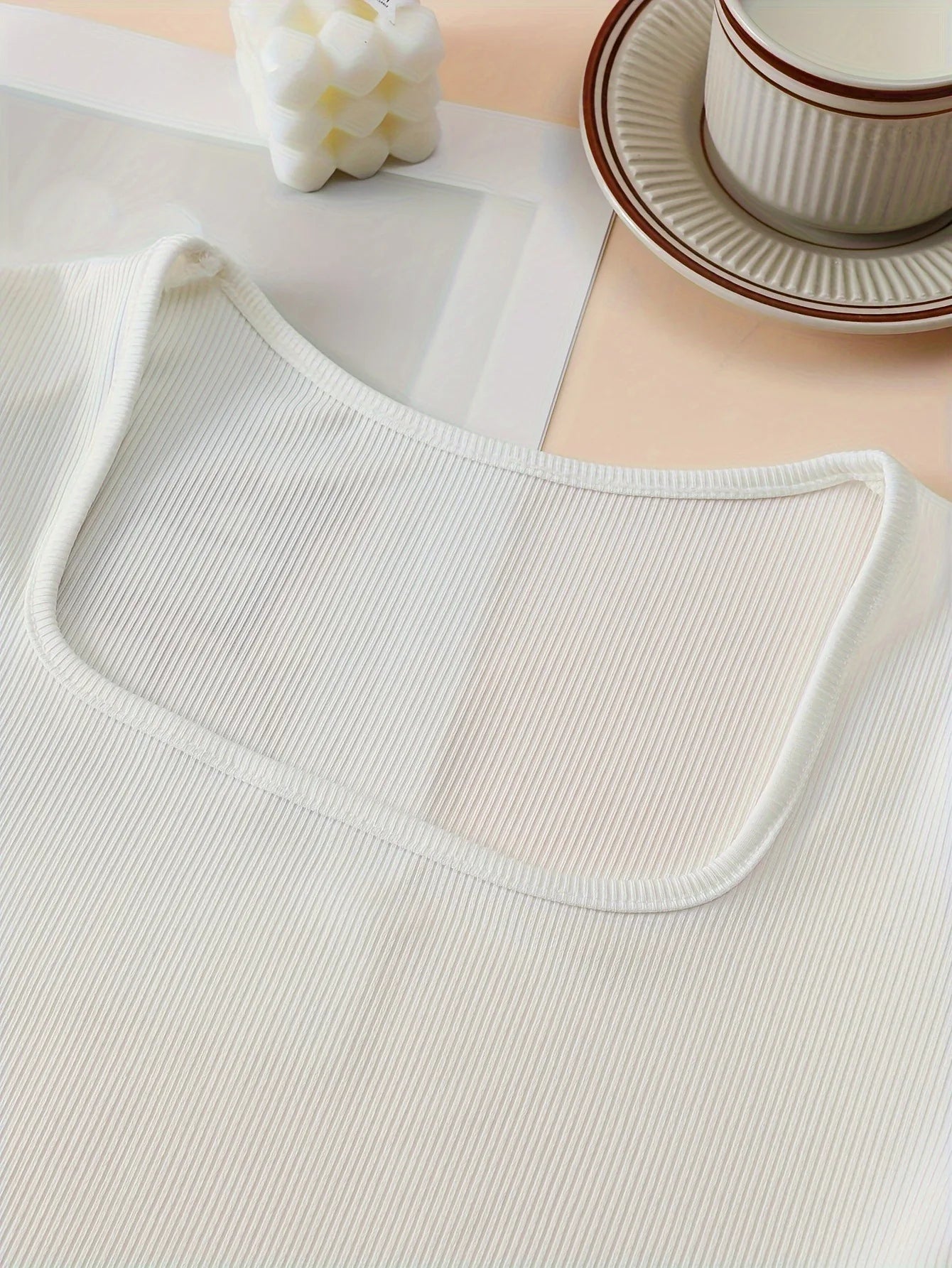 Square Neck T Shirt Basic Short Sleeve Crop Top Women Rib T-shirt Casual Tank Top Slim Female Crop Top Fashion Tee Shirt Y2k