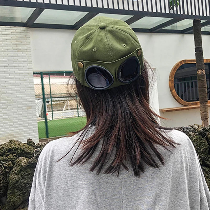 Hip Hop Aviator Hat With Sunglasses For Men Women Fashion Glasses Bonnet Summer Outdoor Sun Visors Fashion Punk Baseball Cap