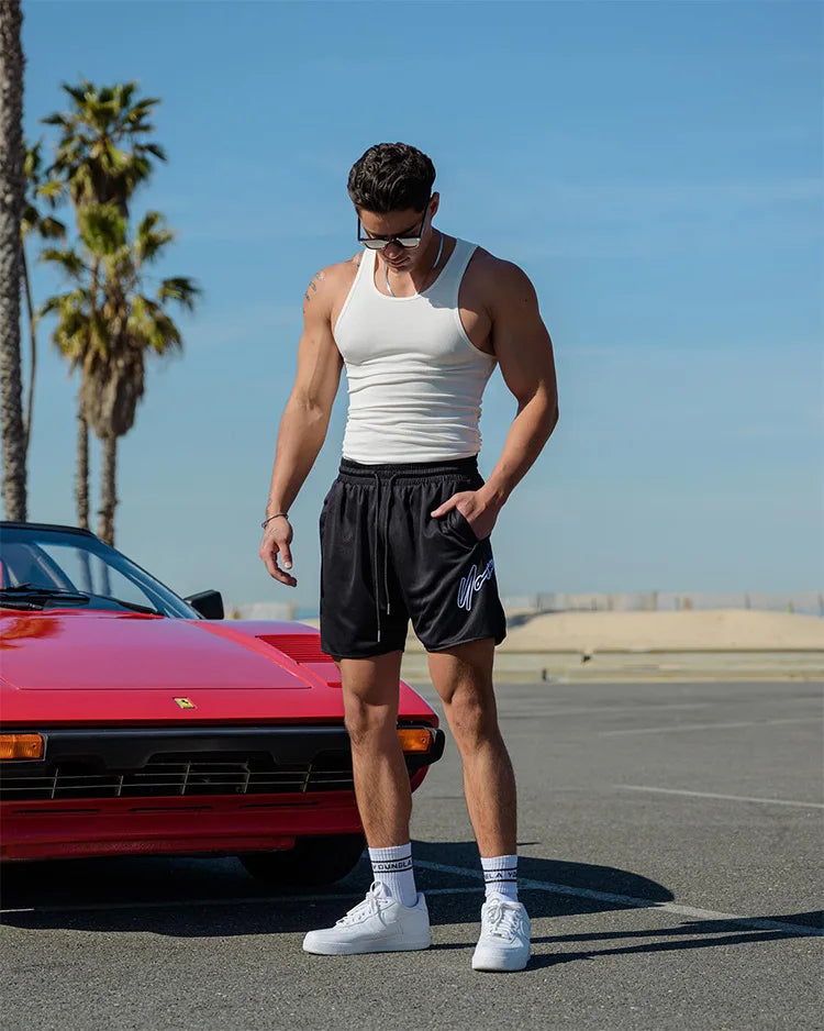 Trend Men's Mesh Beach Swim Casual Shorts Man Quick Dry Loose Basketball Jogger Short Pants Gym Fitness Sport Running Sweatpants