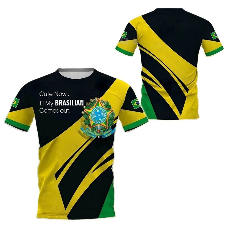Brasil Totem Graphic T Shirt for Men 3D Printed Football Sports T-shirt Fashion Boys Streetwear Summer Quick Drying Short Sleeve