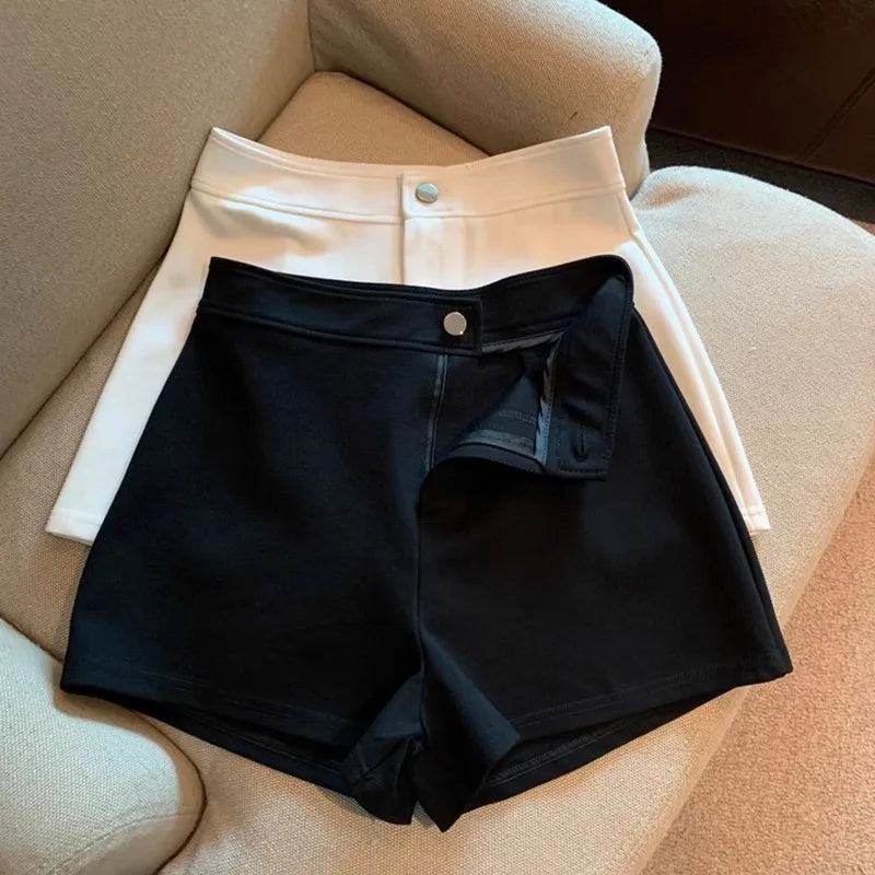 2026 Women's Summer Black Shorts, Thin Breathable High Waist Slim-fit A-line Stretchy Hot Pants for Y2K