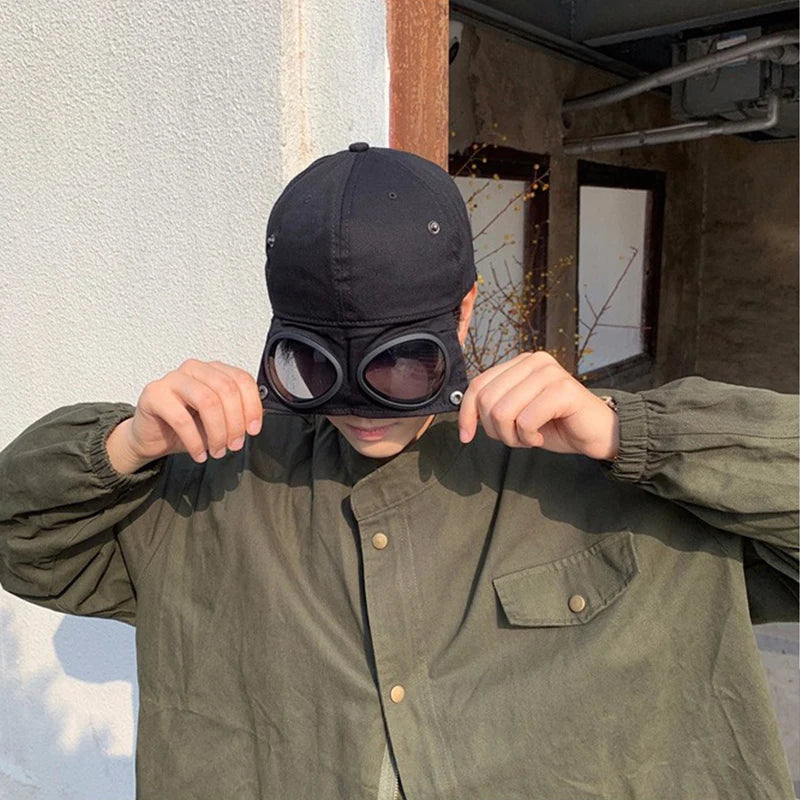 Hip Hop Aviator Hat With Sunglasses For Men Women Fashion Glasses Bonnet Summer Outdoor Sun Visors Fashion Punk Baseball Cap