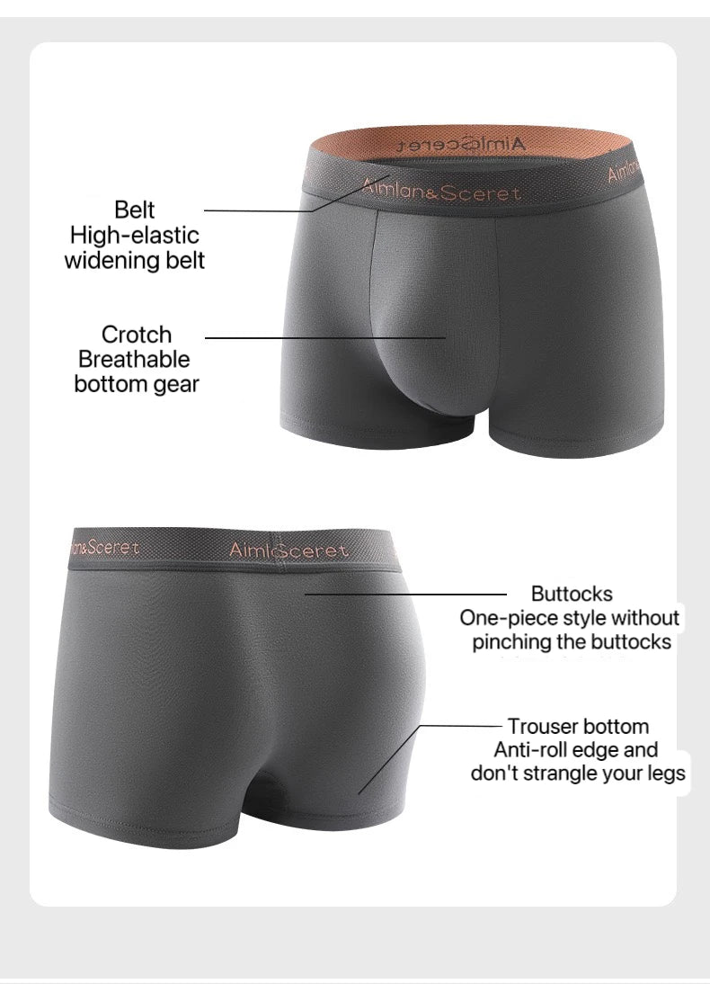 4Pcs Men Underwear Sporty Boxers Plus Size Youth Boxer Shorts Comfortable Breathable Flat Pants Men's Square Panties Briefs Gift