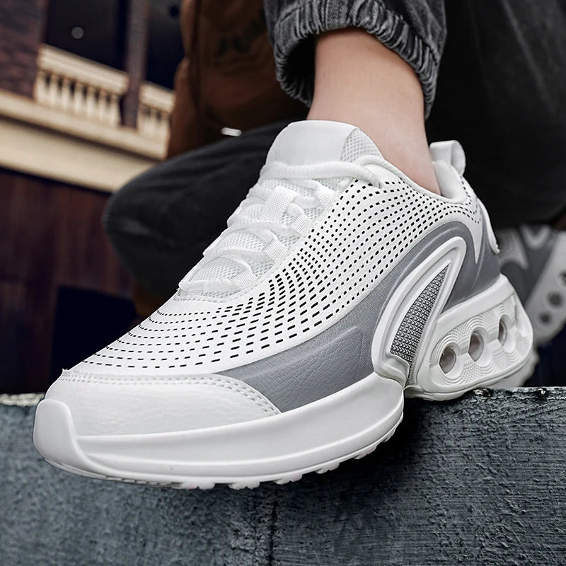 Mens Running Shoes Trendy PU Leather Luxury Design Cosy Cushioning Sneakers Breathable Street Fashion Fitness Training Shoes