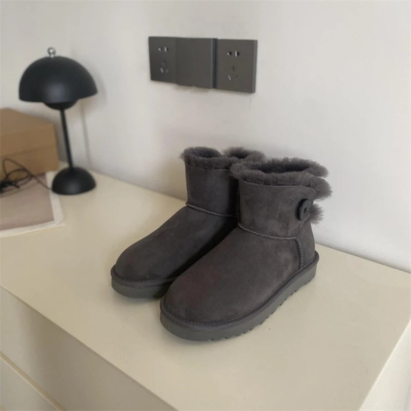2026 New Design Winter Boots Women Super Mini Real Sheepskin Wool Comfort Warm Natural Fur Shoe Man Classic Snow Boot Size 35-44