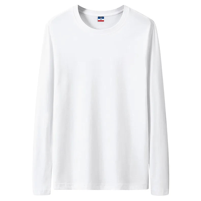 Fast Delivery T-Shirts Men Long Sleeves Tee Tops Male Autumn Plain Cotton Tshirts Plus Size 4XL 5XL Undershirts Man Clothing