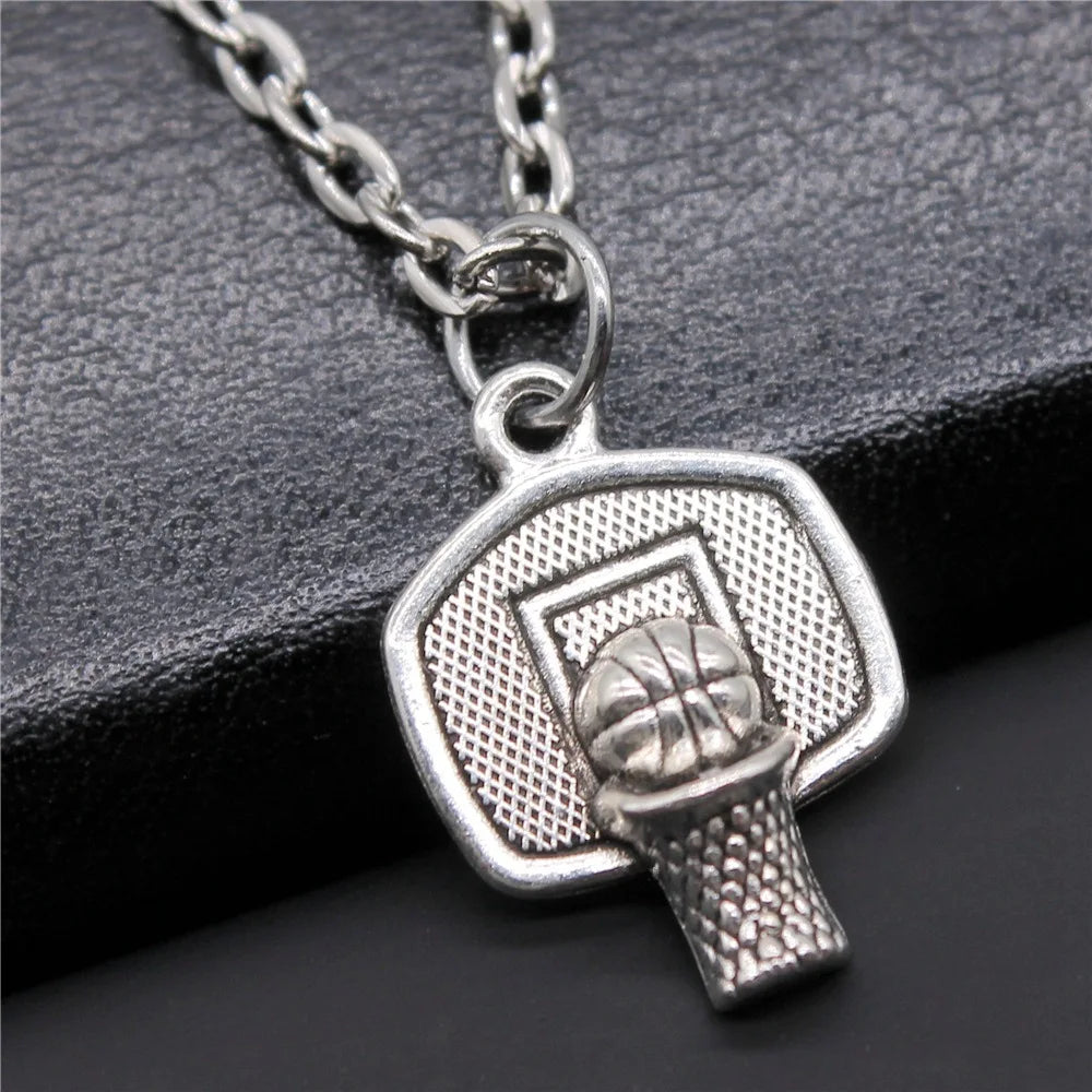 Antique Silver Color 20x15mm Basketball Pendant Necklace For Women