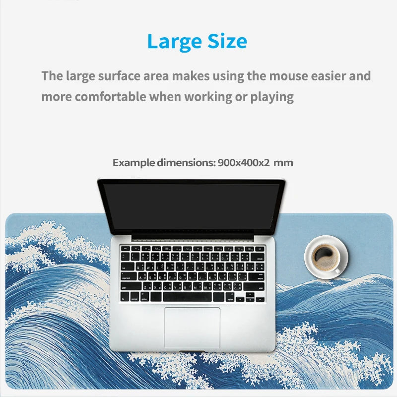 Mouse Pad Blue Ocean Waves Gaming XL Home Custom Large Mousepad XXL Playmat Office Carpet Natural Rubber PC Mouse Mats
