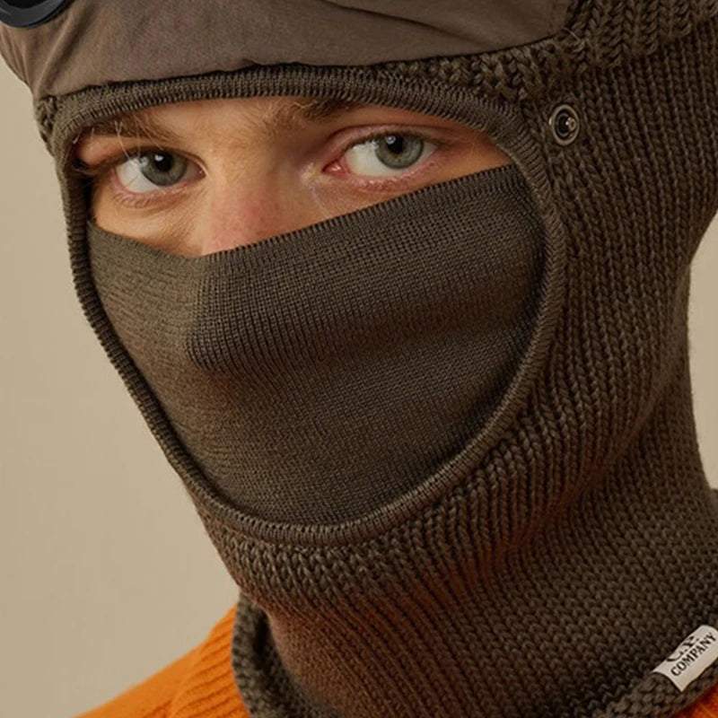 New Trendy Autumn Winter Warm Caps New Aviator Glasses Men Women Ear Protection Plus Cycling Full Face Cover Warm Knitted Hats