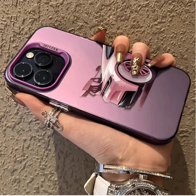 Cool Purple Sports Car SPEED Print Phone Case For iPhone 17 16 15 14 13 12 11 Pro Max JDM Racing Style Wrap Phone Cover For Men