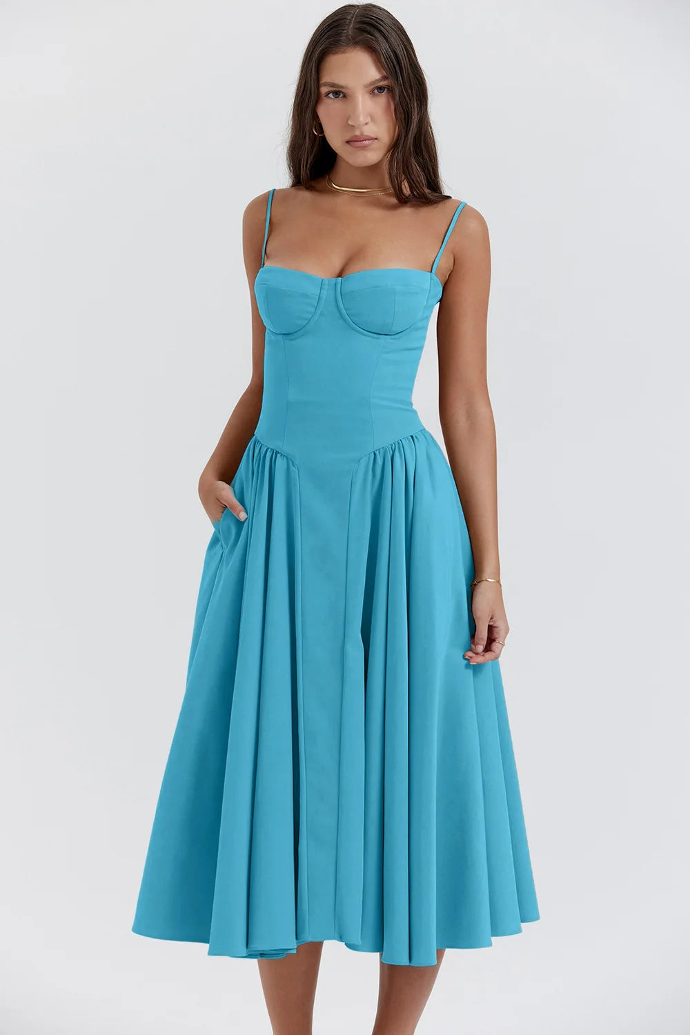 Summer Sexy Tube Top Waisted Camisole Dress Women Elegant Sleeveless Backless Pleated Female Party Evening Dresses