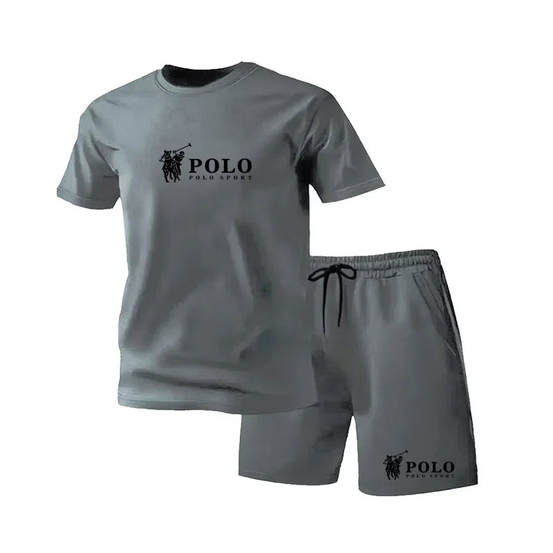 Summer New Style Men's Sport Suit, Short Sleeve T-shirt + Elastic Waistband Short Pants Set, Breathable and Quick-drying Casual