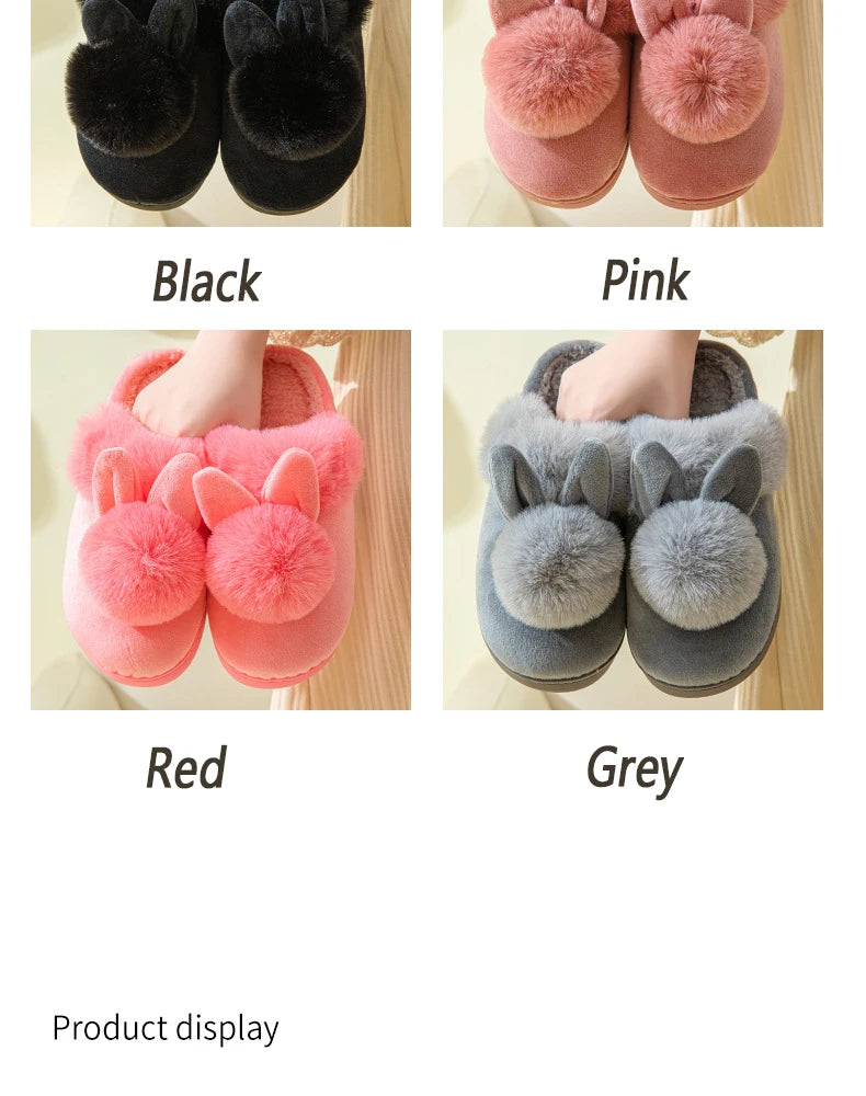 Evshine Winter Plush House Slippers For Women Cute Cartoon Indoor Fuzzy Slides Fur Lined Cotton Shoes Cozy Bedroom Furry Slipper